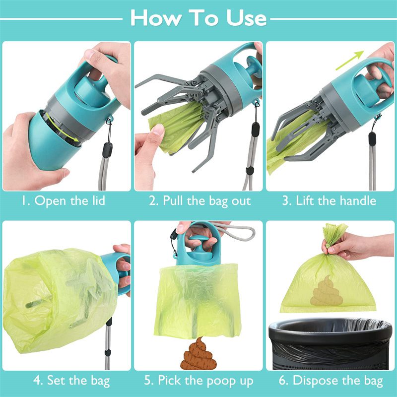 Dog Pooper Scooper for Yard with 150 Waste Bags – Heavy Duty, Portable Pet Waste Picker Upper for Easy Clean Up – Long Handle Design Keeps Hands Clean & Yard Fresh - Image 4